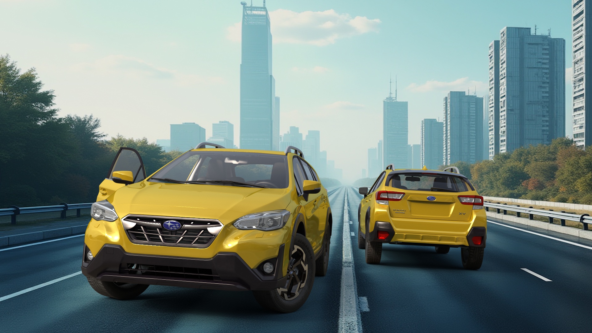 Subaru XV Crosstrek SUV 2020 Yellow Rigged 3D