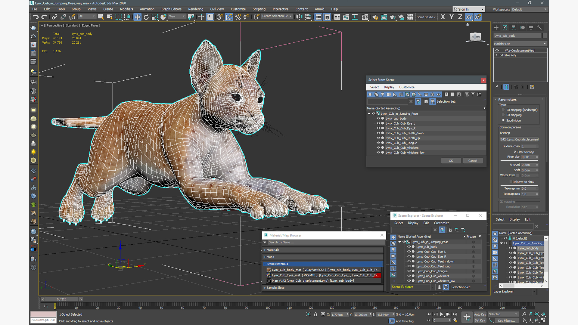 Lynx Cub in Jumping Pose 3D model