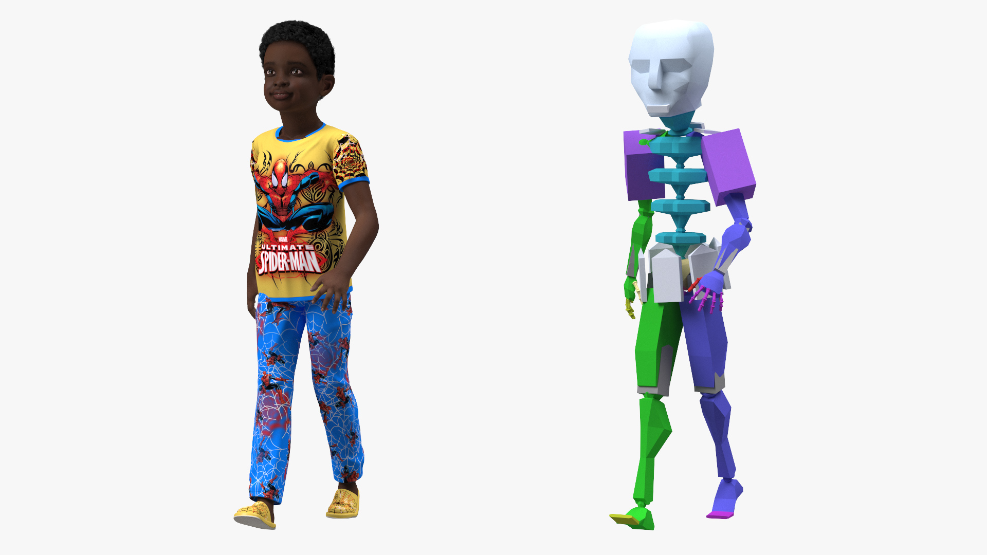 Black Child Boy Home Style Rigged for Maya 3D