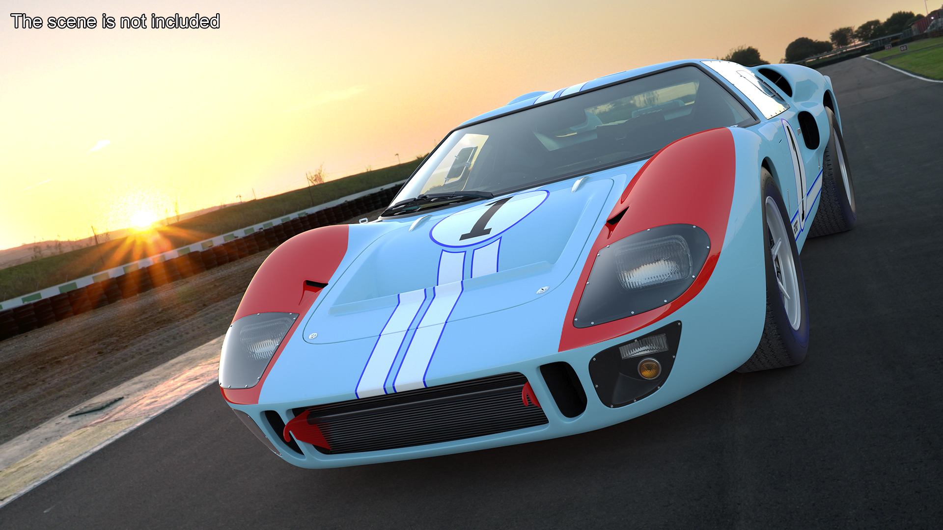 3D model Ford GT40 Racing Car Blue