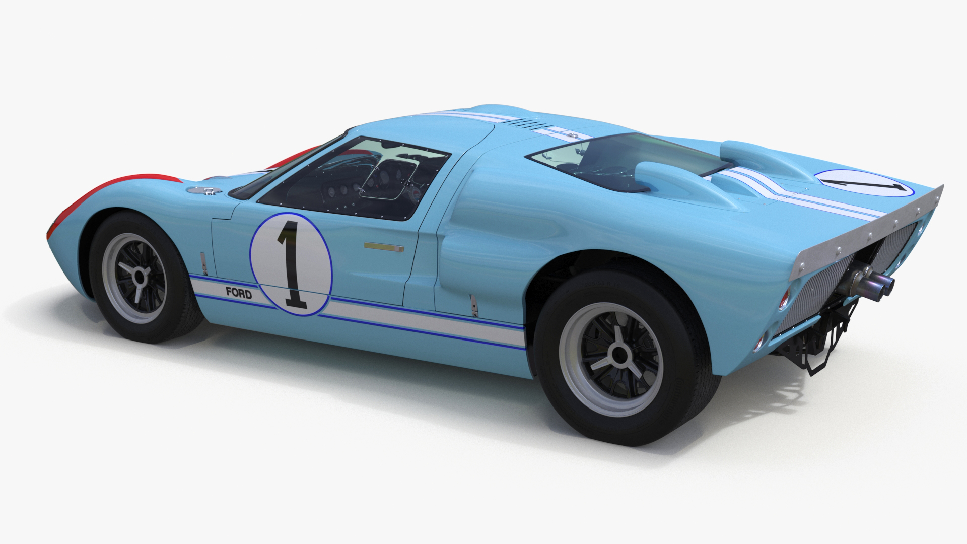 3D model Ford GT40 Racing Car Blue