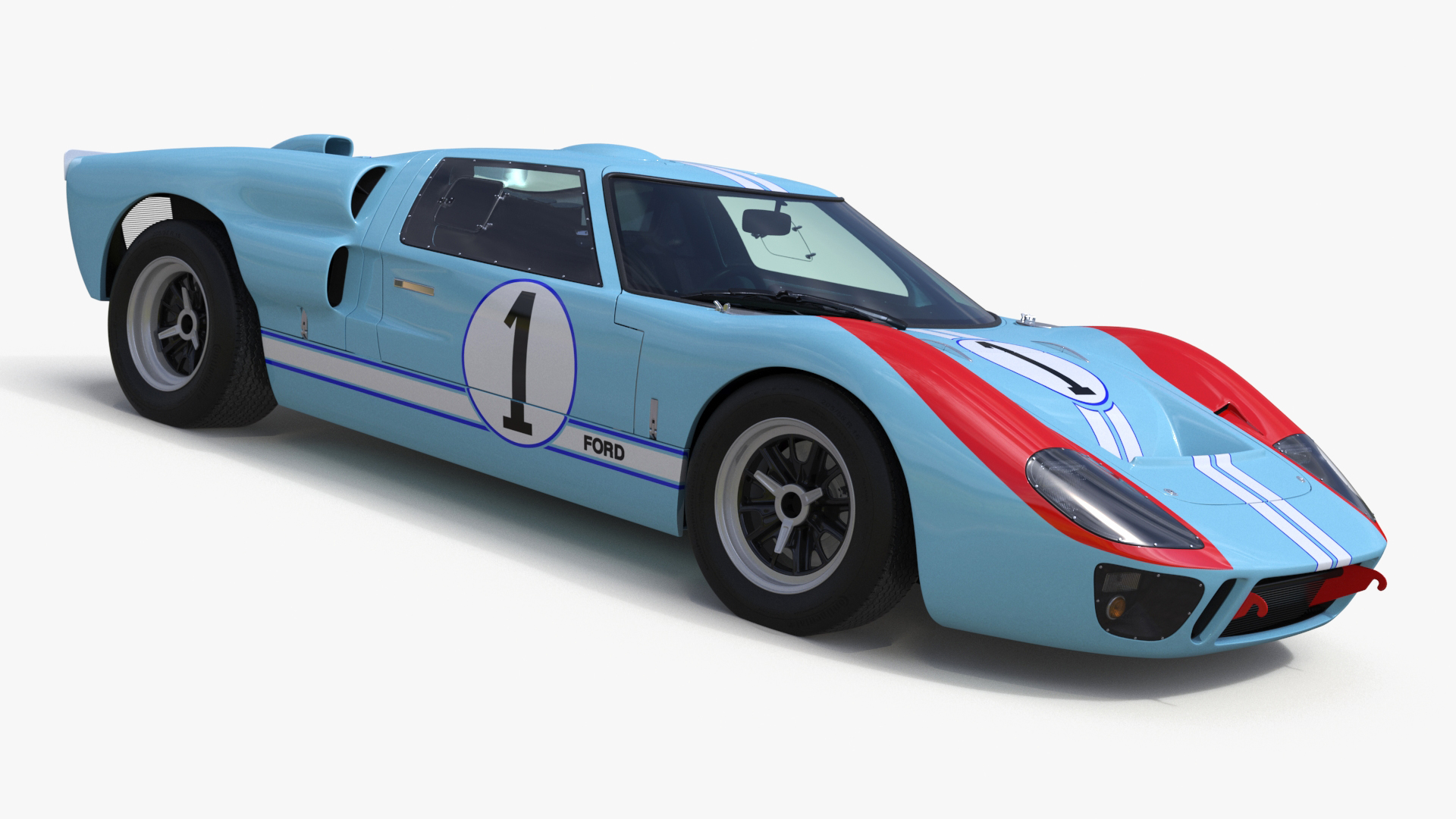 3D model Ford GT40 Racing Car Blue