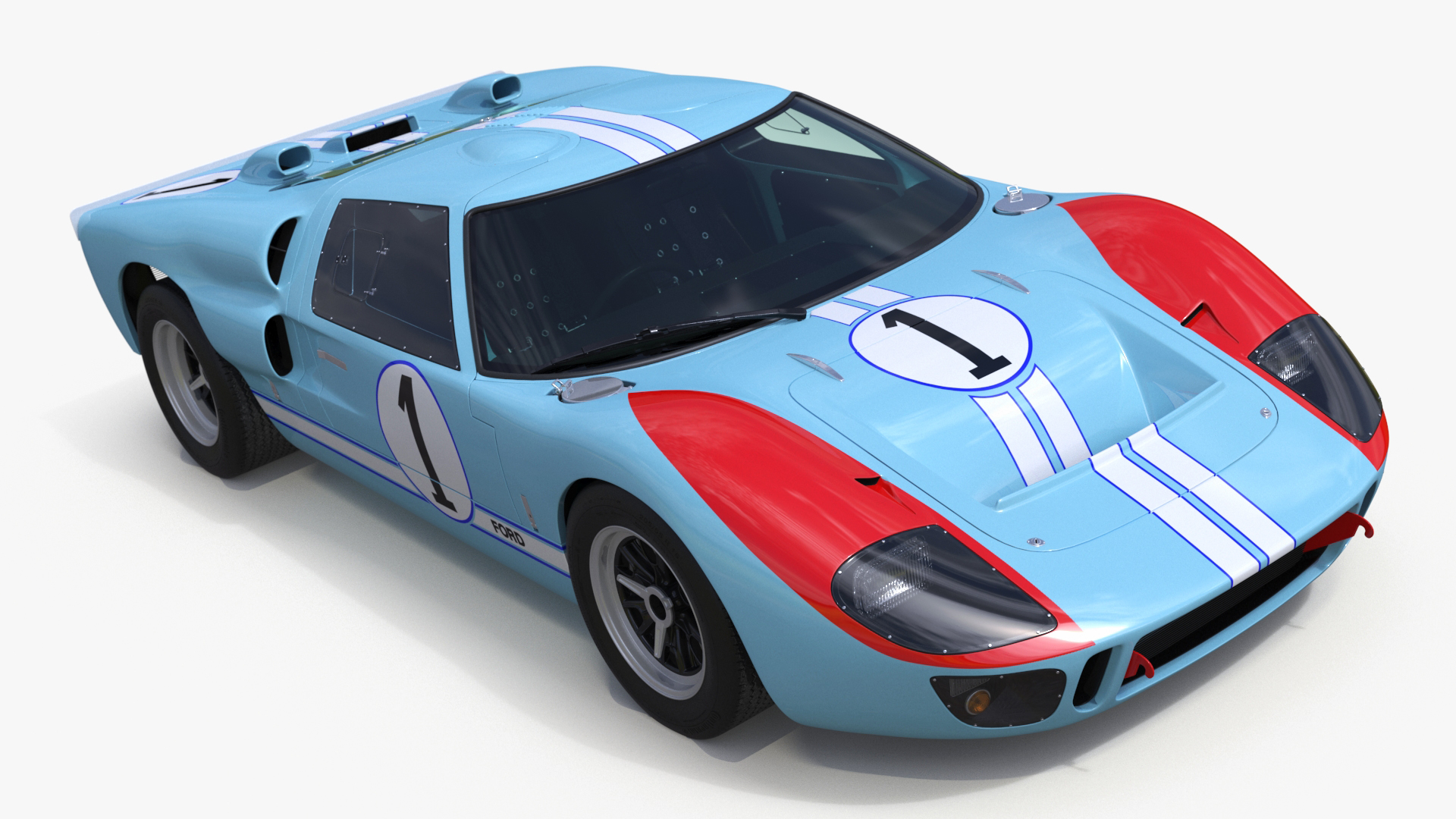 3D model Ford GT40 Racing Car Blue