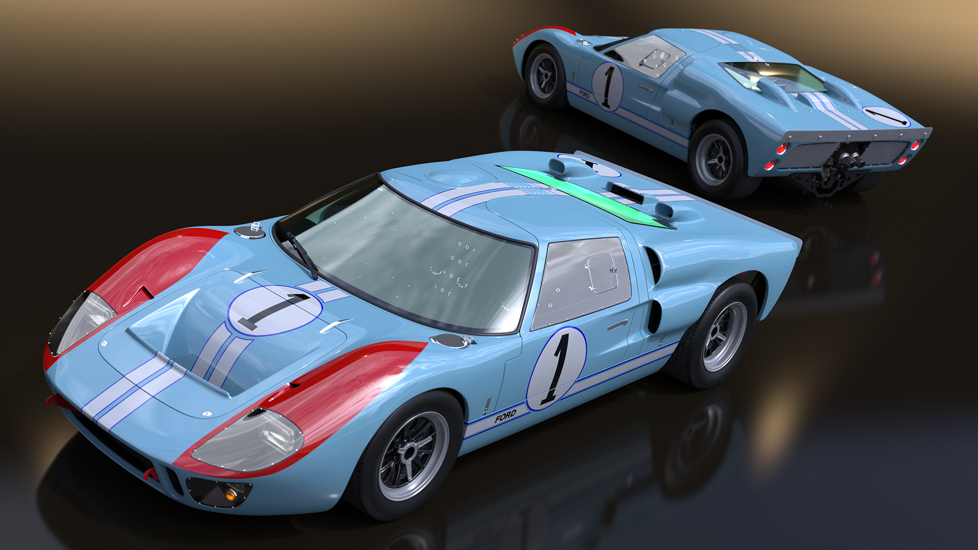 3D model Ford GT40 Racing Car Blue