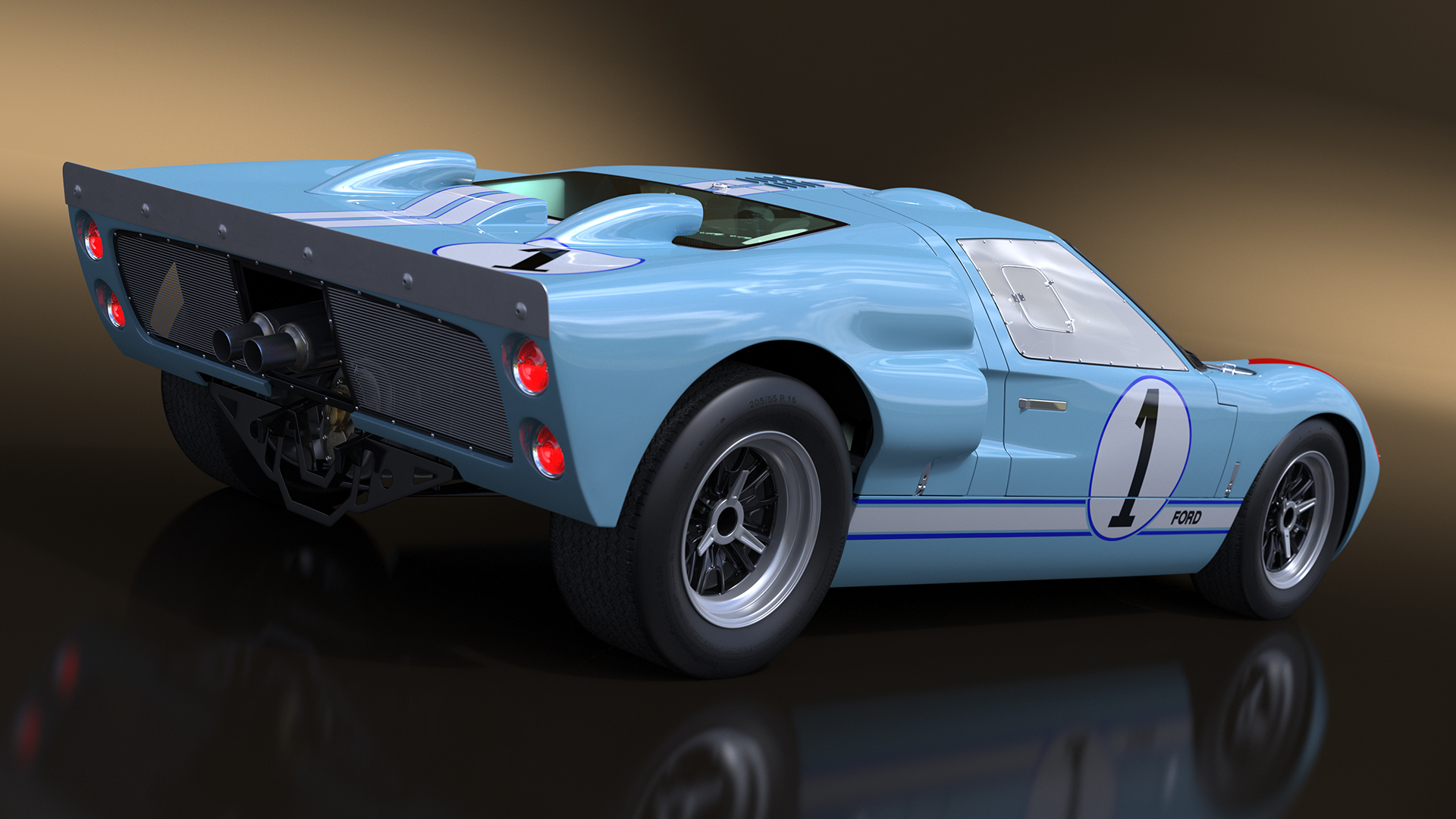 3D model Ford GT40 Racing Car Blue