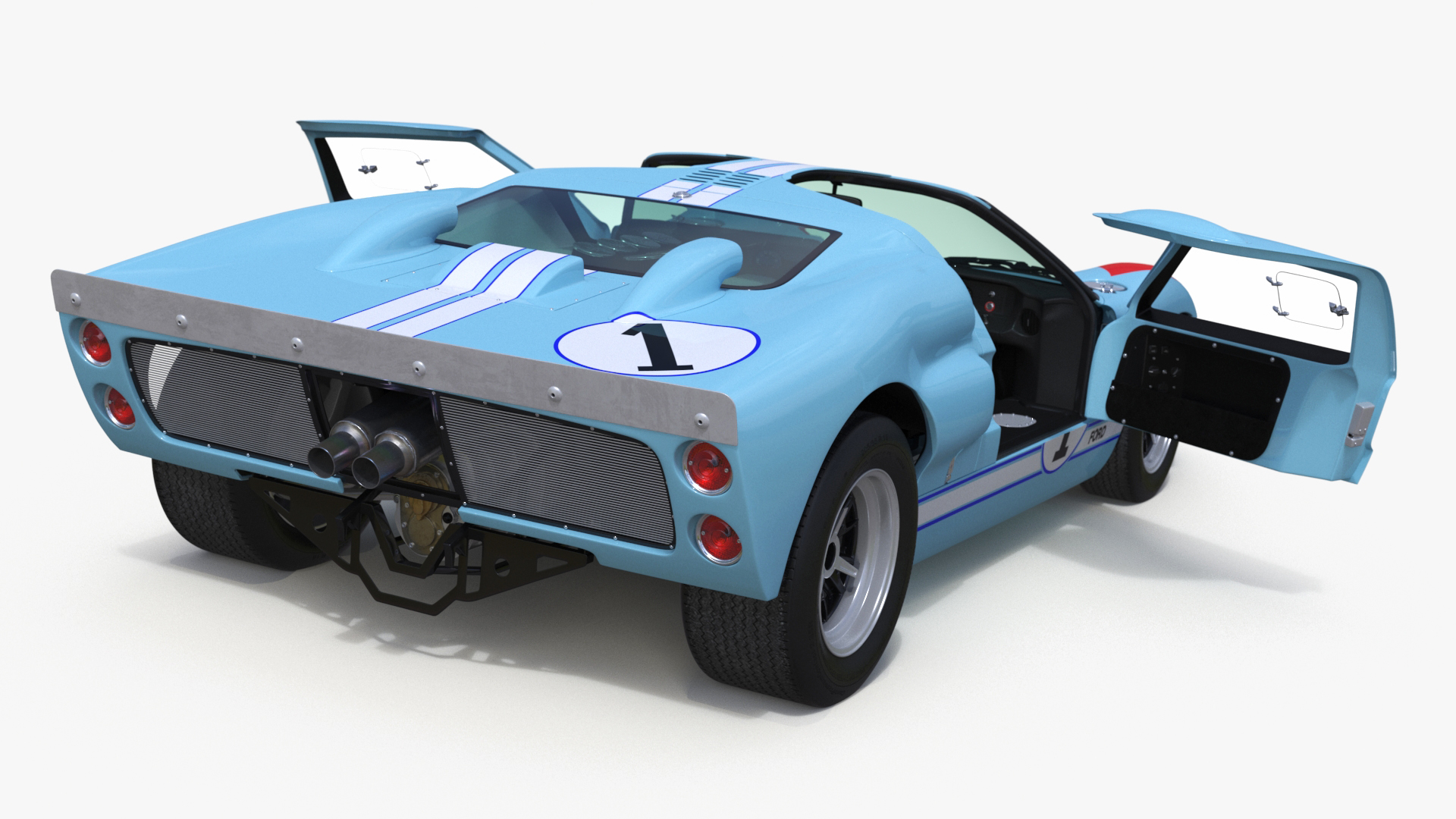 3D model Ford GT40 Racing Car Blue