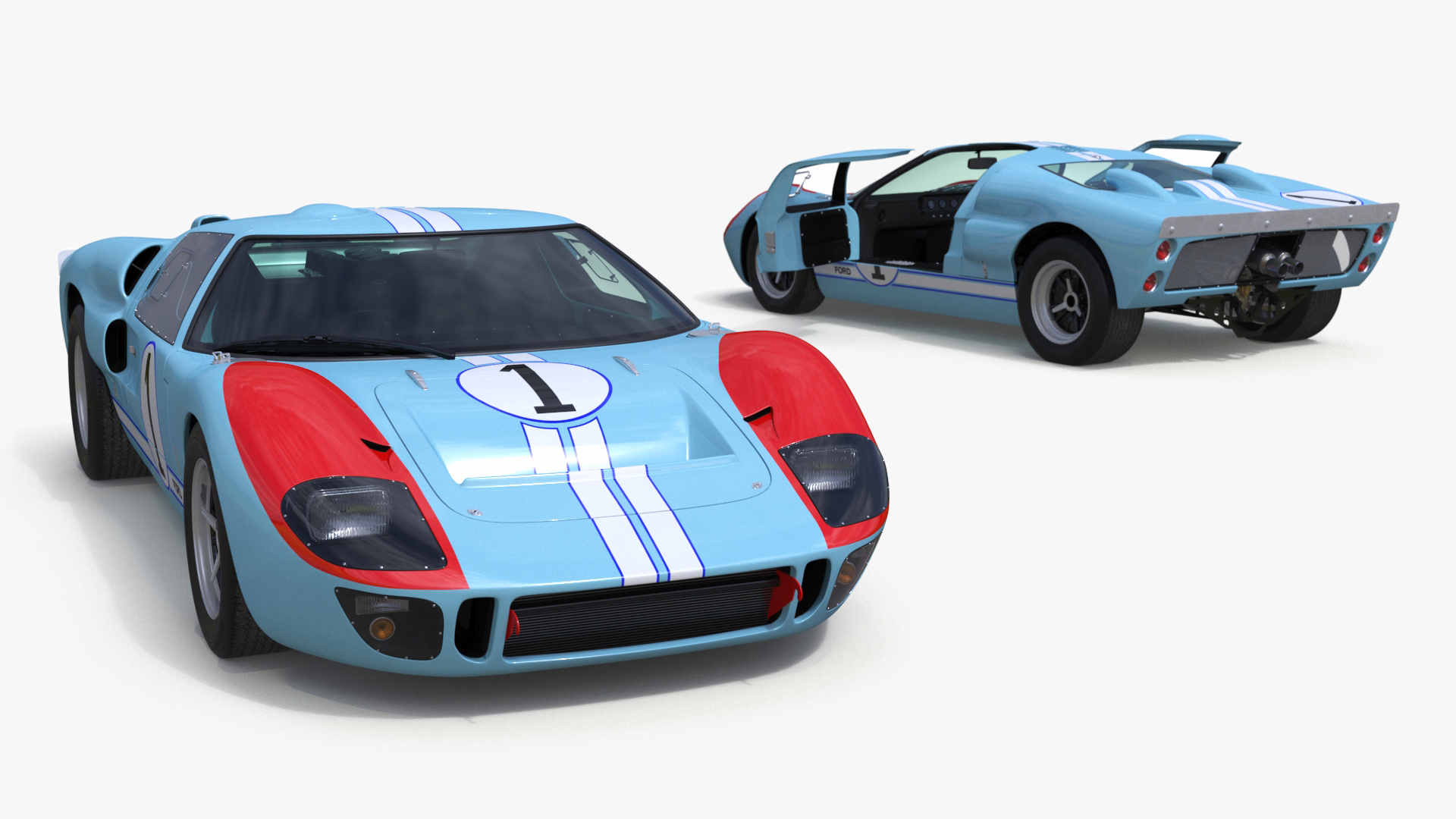 3D model Ford GT40 Racing Car Blue