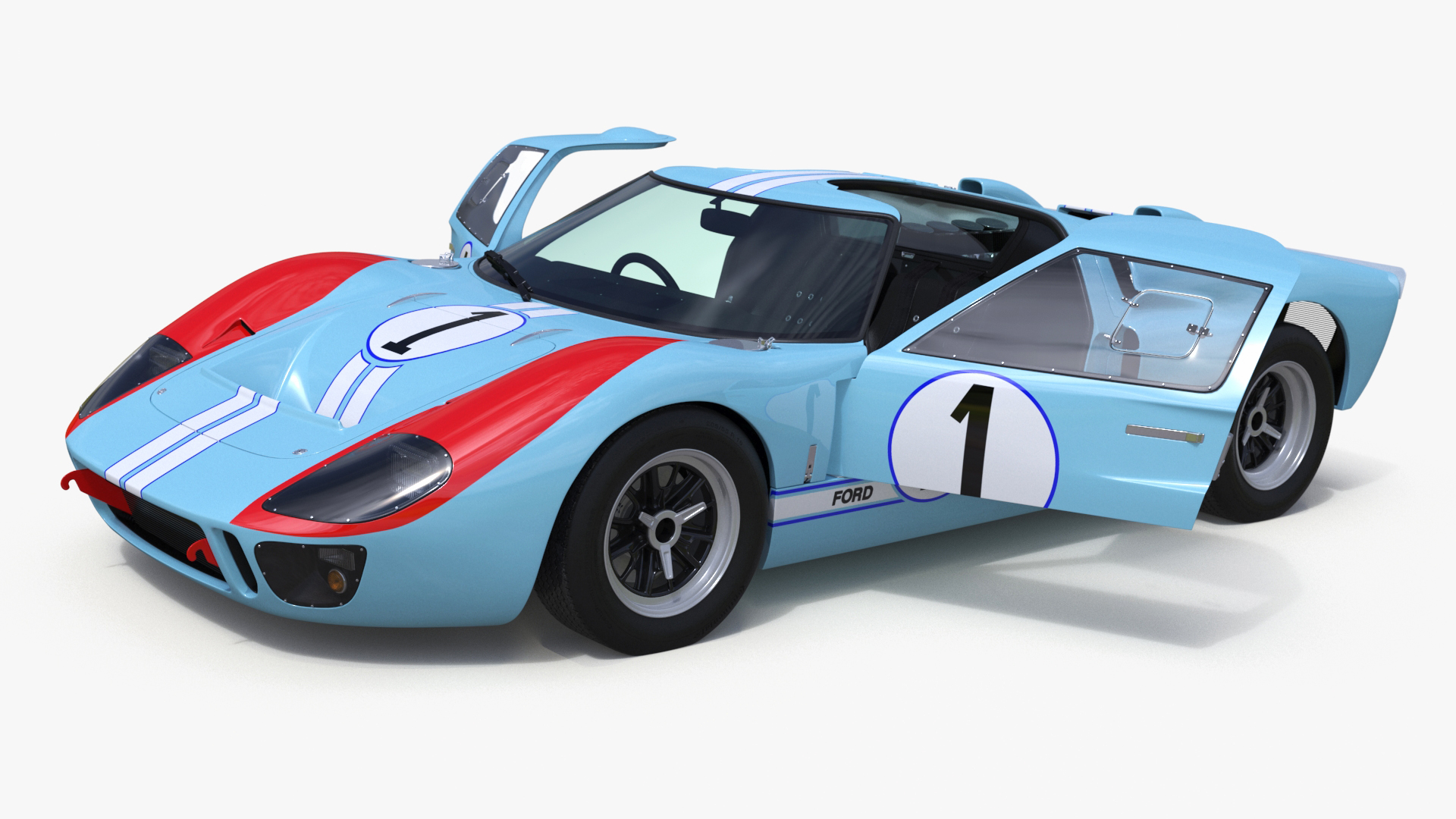 3D model Ford GT40 Racing Car Blue