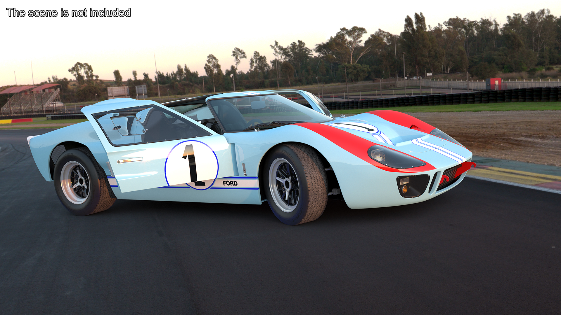 3D model Ford GT40 Racing Car Blue