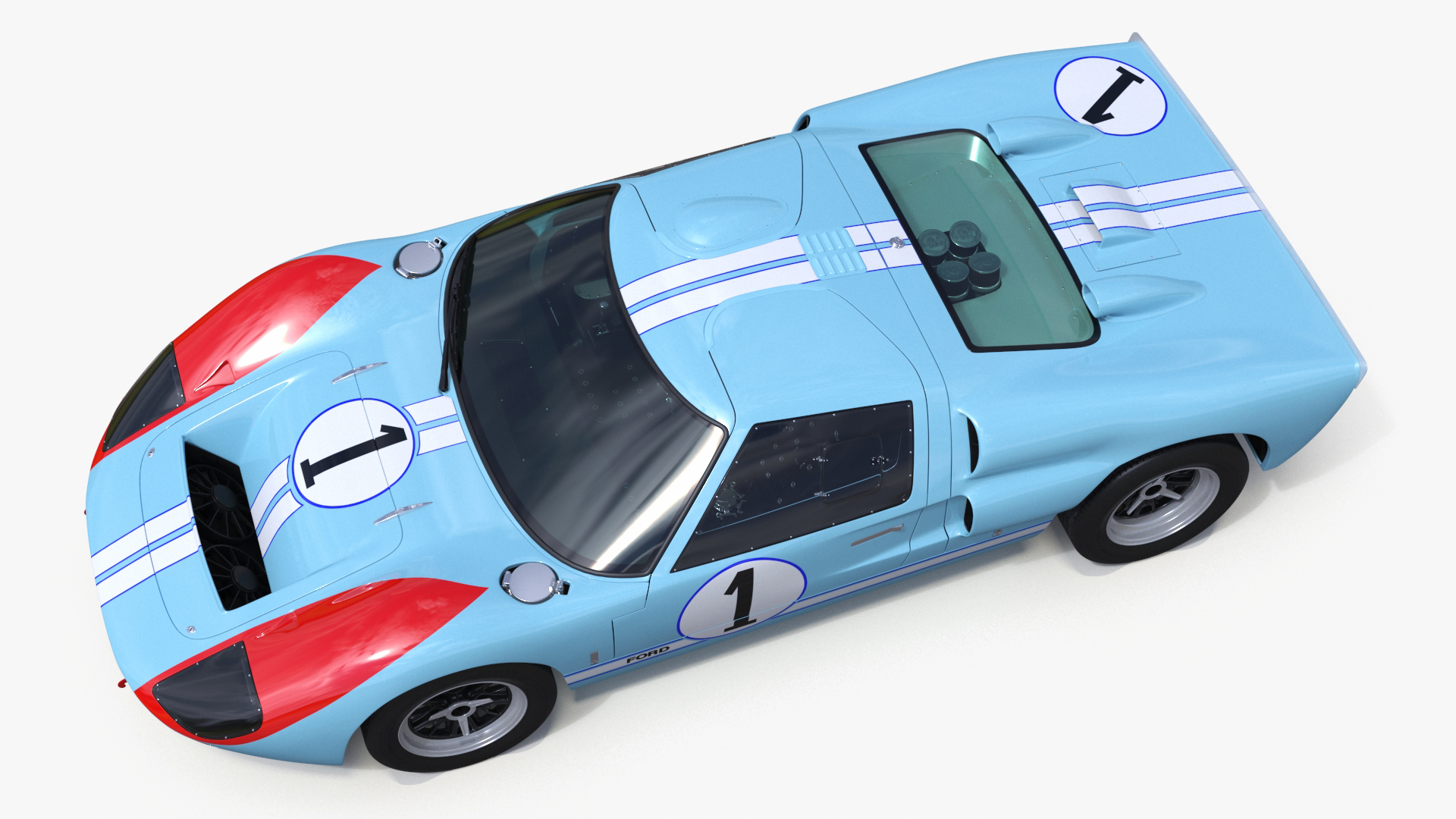 3D model Ford GT40 Racing Car Blue