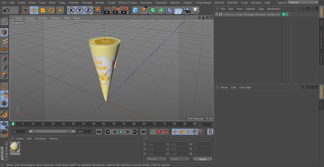 Cone Ice Cream Package Mockup Vanilla 3D