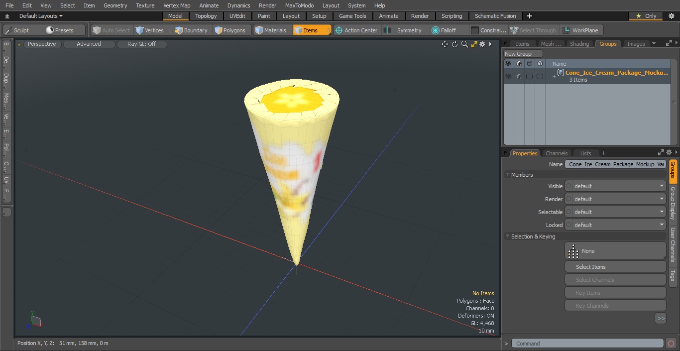 Cone Ice Cream Package Mockup Vanilla 3D