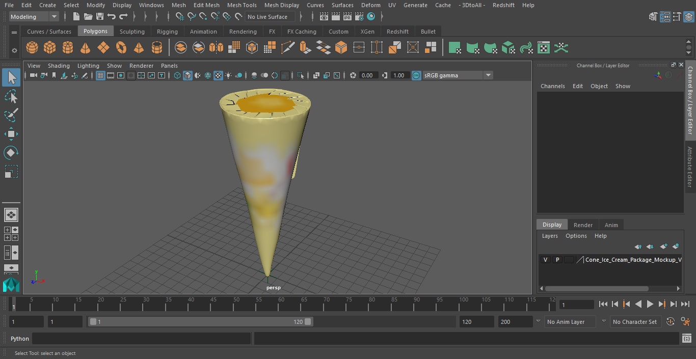 Cone Ice Cream Package Mockup Vanilla 3D