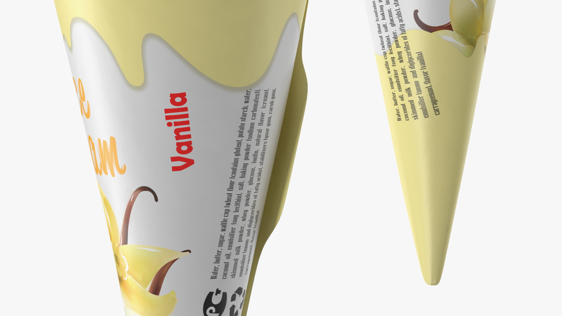 Cone Ice Cream Package Mockup Vanilla 3D