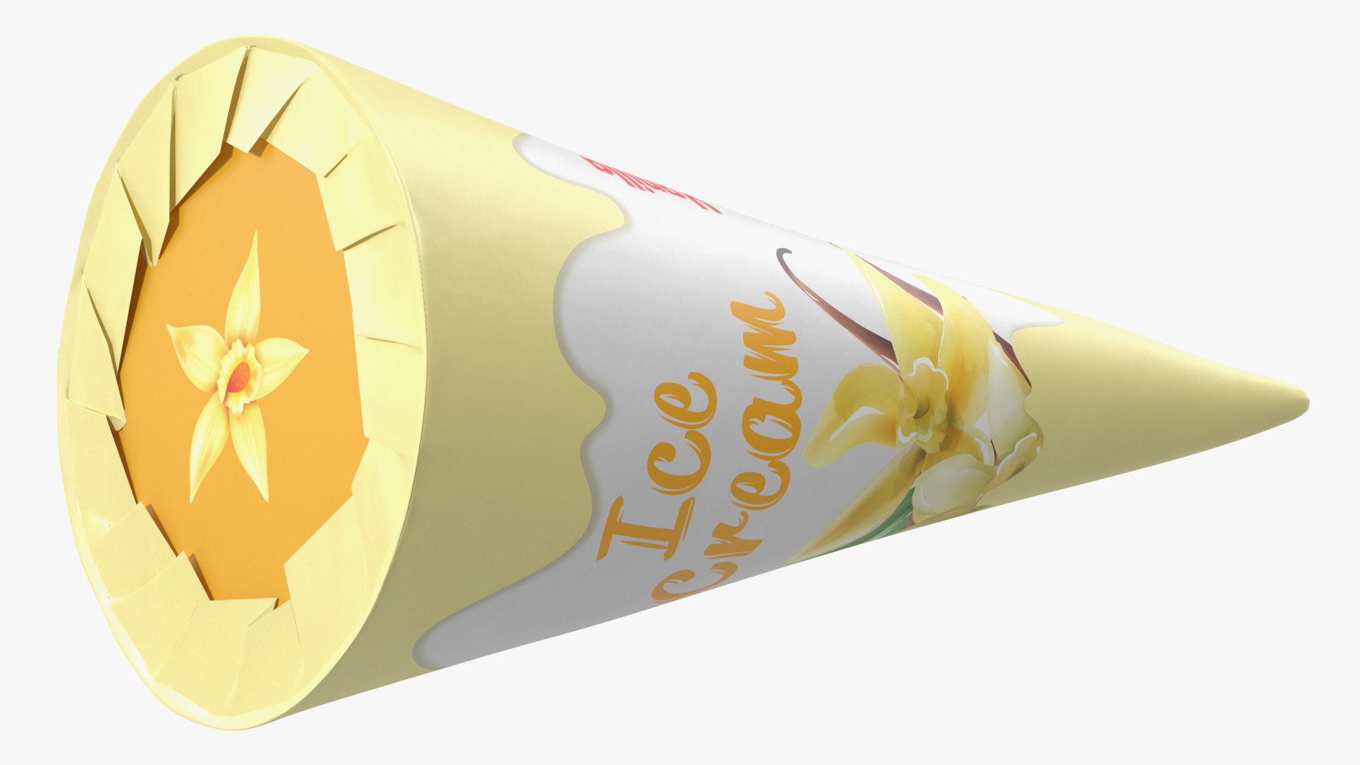 Cone Ice Cream Package Mockup Vanilla 3D