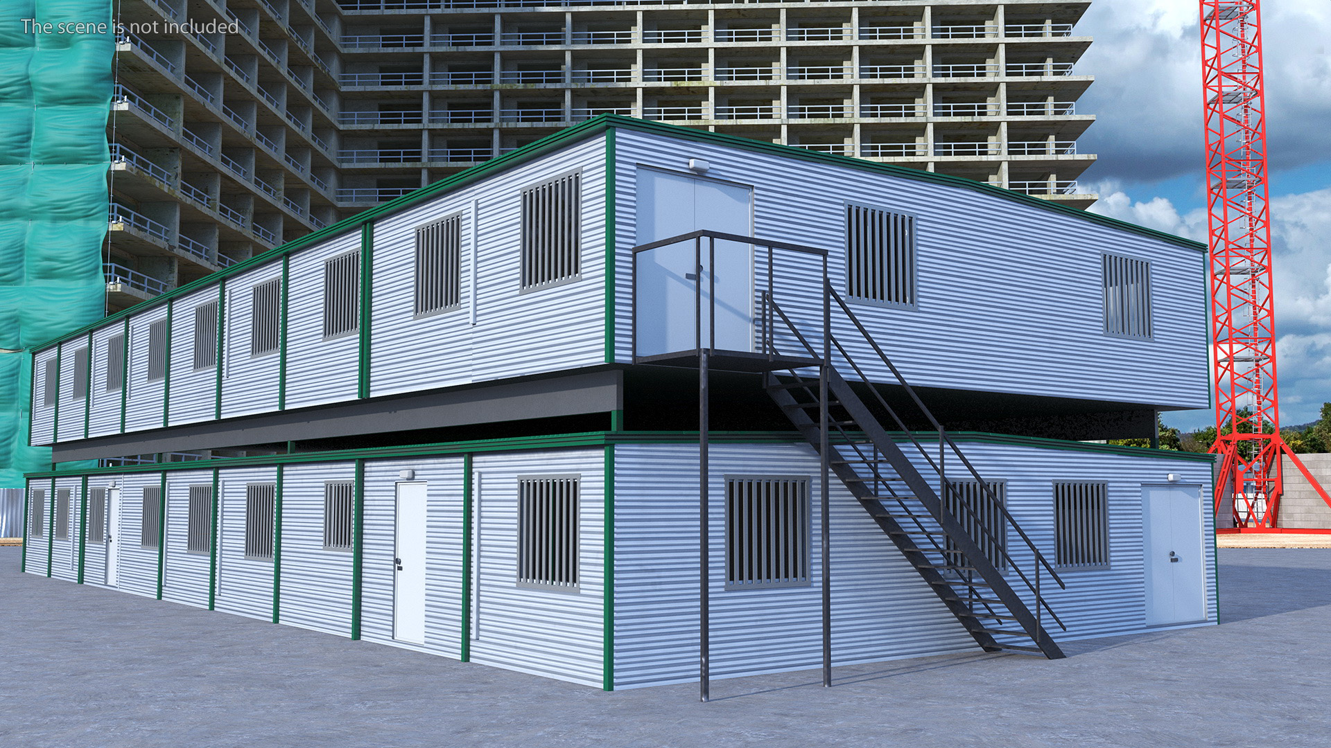 Prefabricated Modular Office Two Story Building 3D