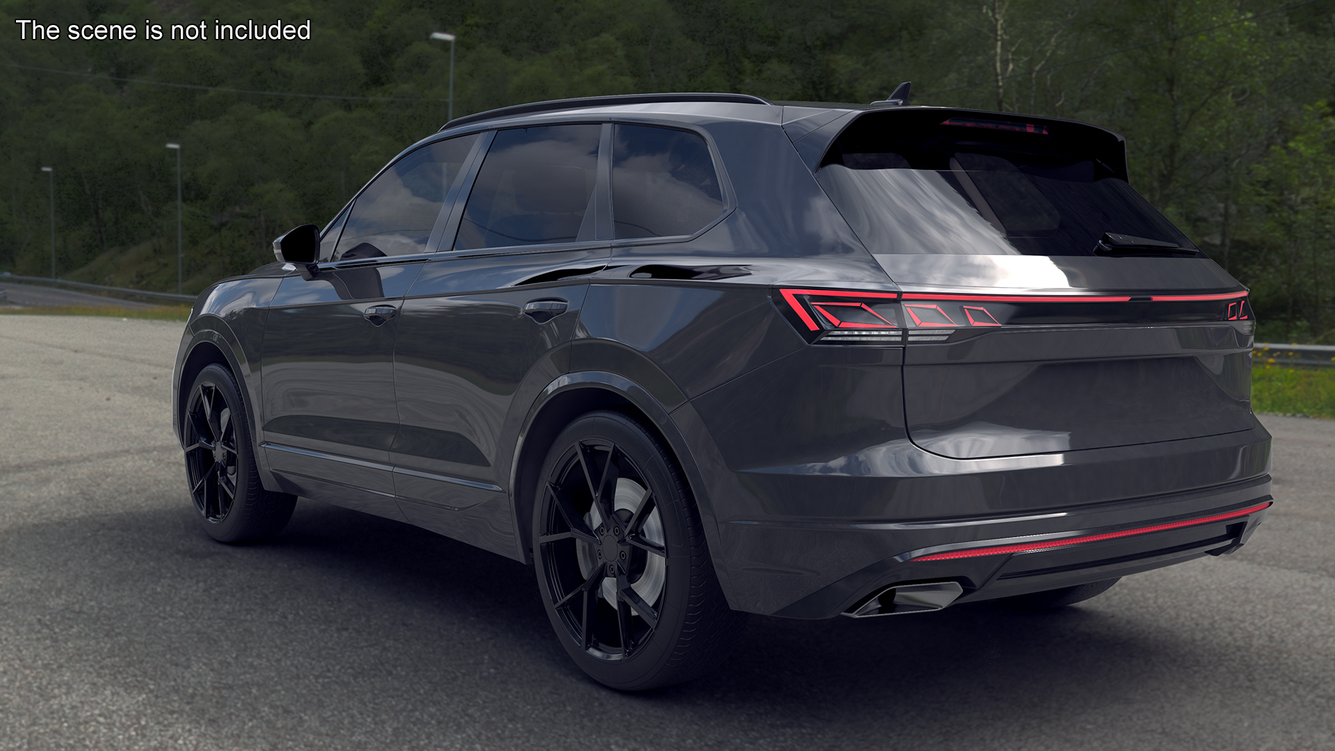 Hybrid Electric SUV Black Rigged 3D