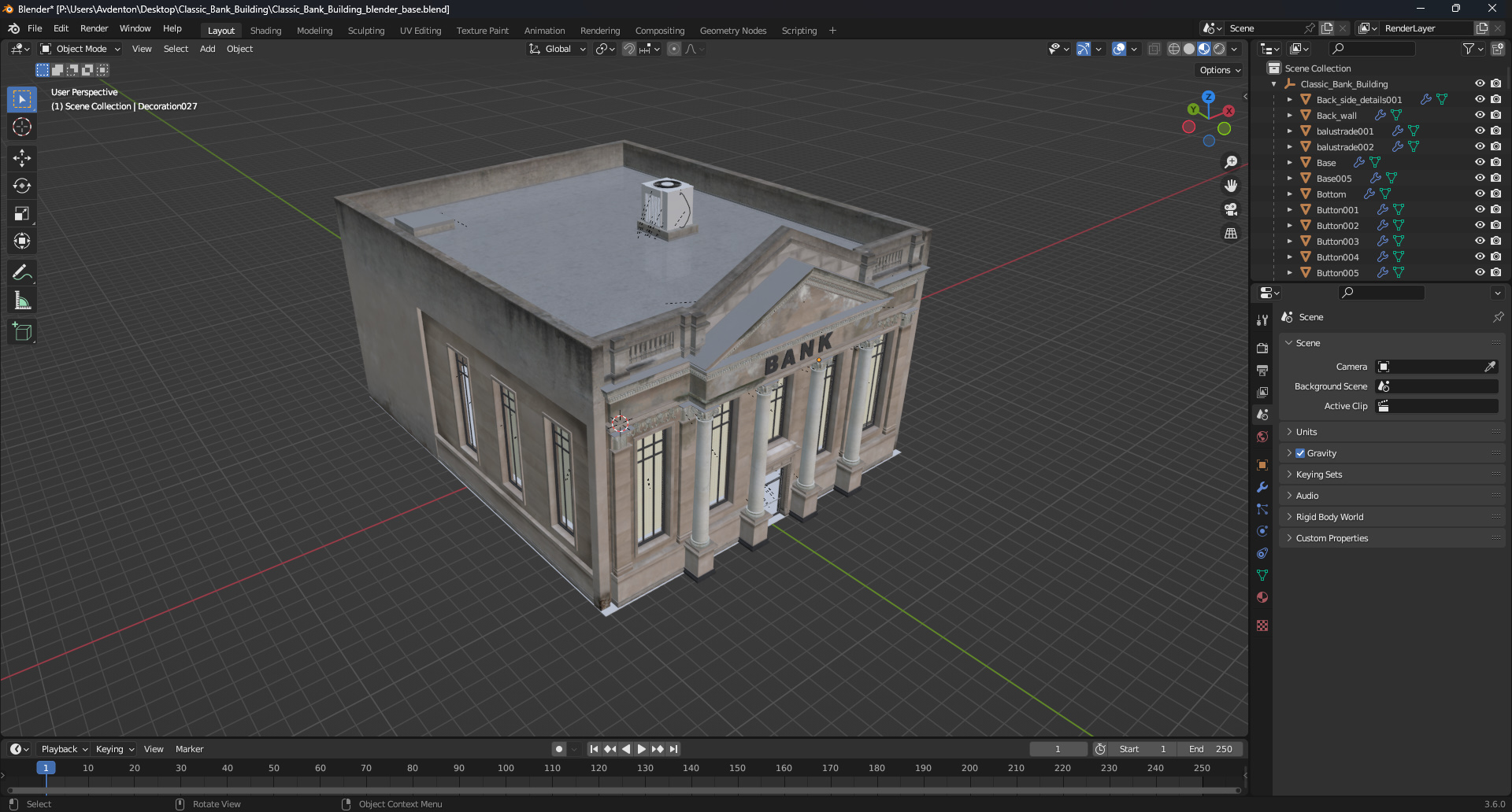 3D Classic Bank Building