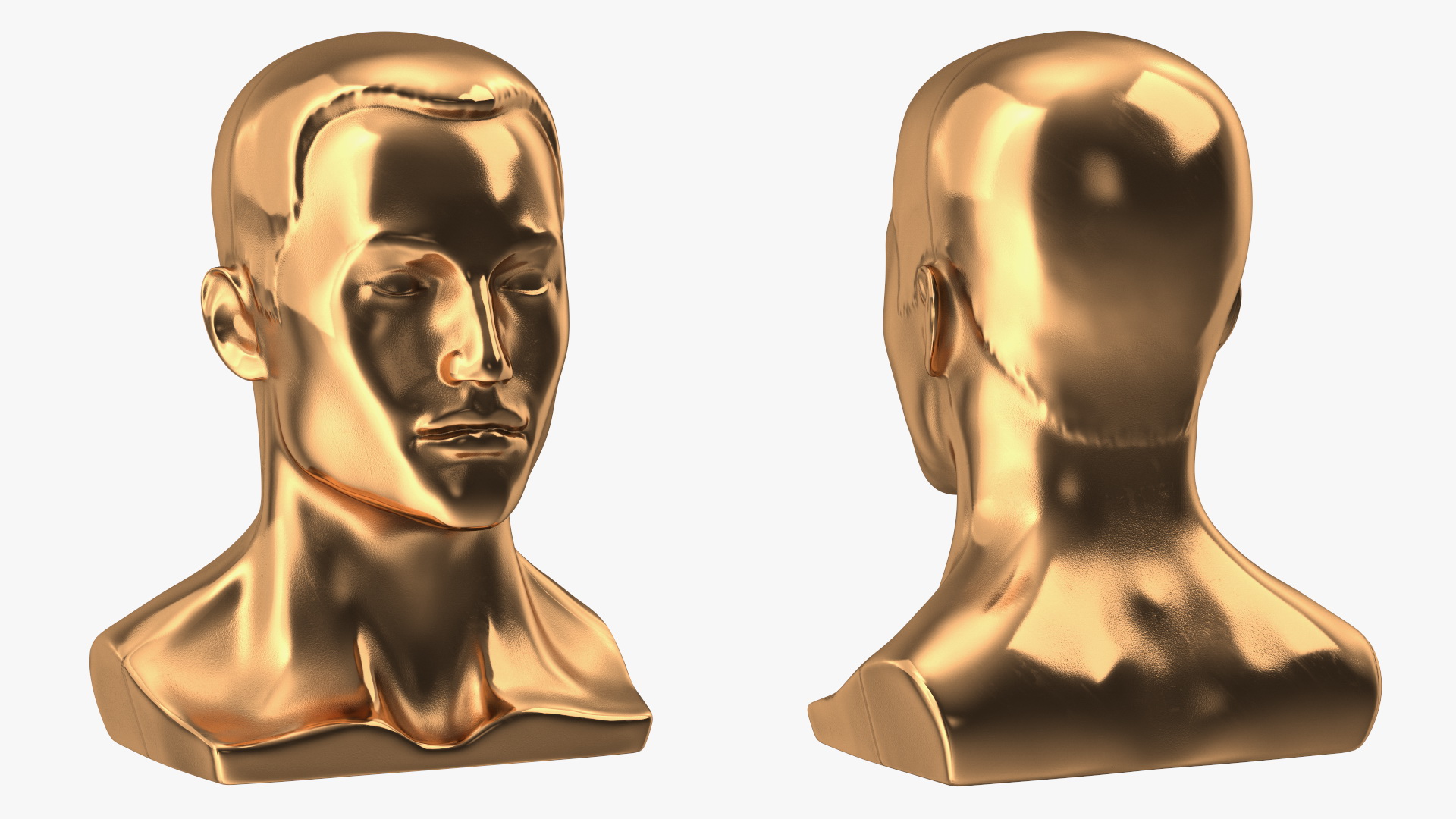 3D Golden Male Mannequin Head with Hair