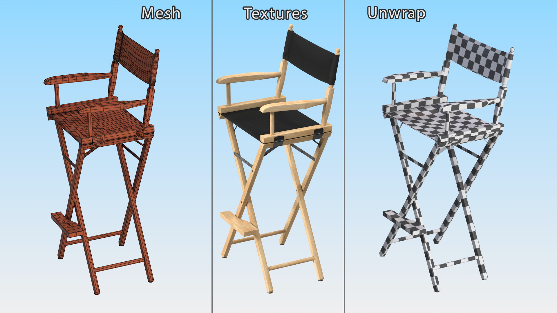 3D Tall Folding Chair model