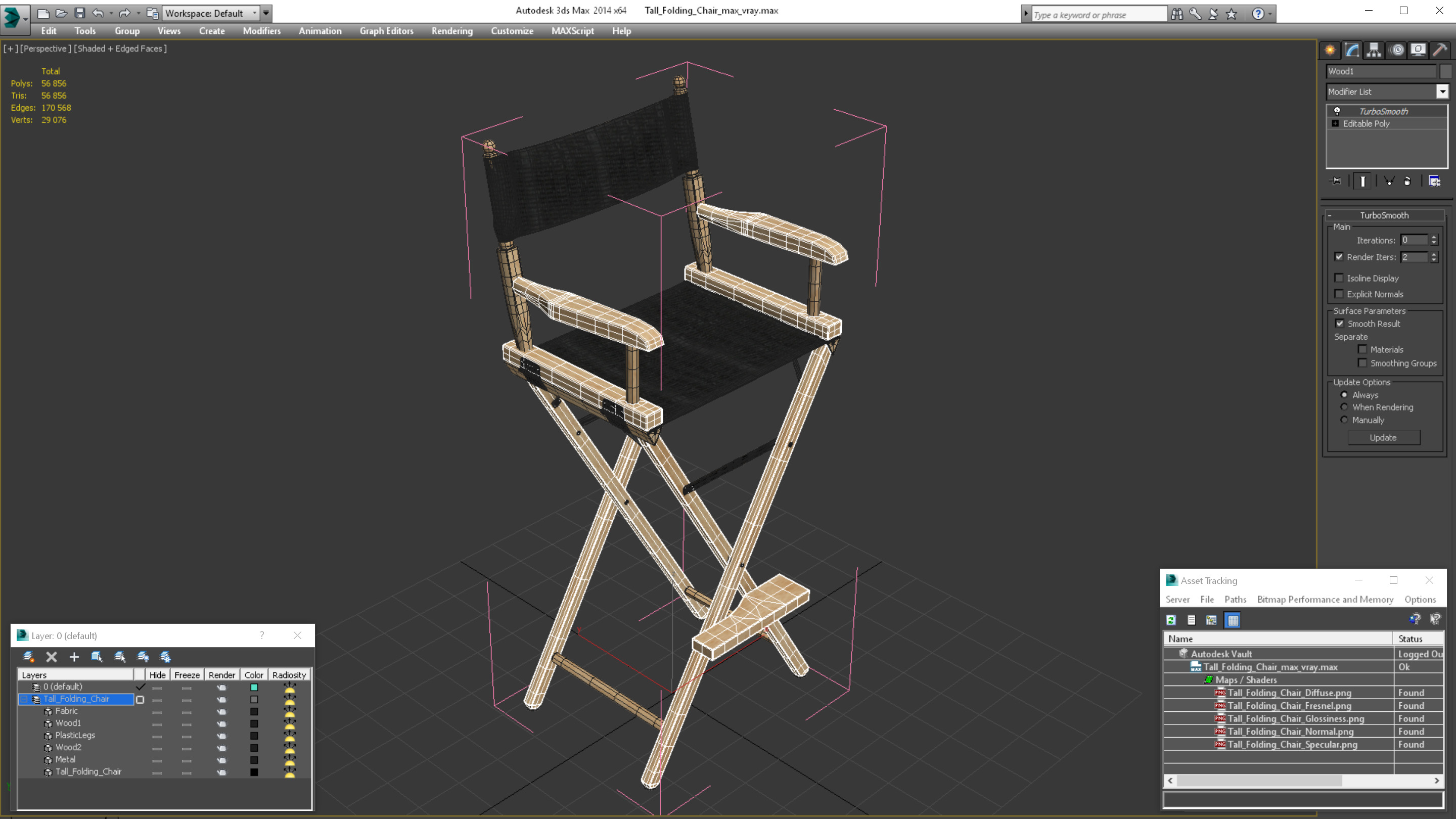 3D Tall Folding Chair model