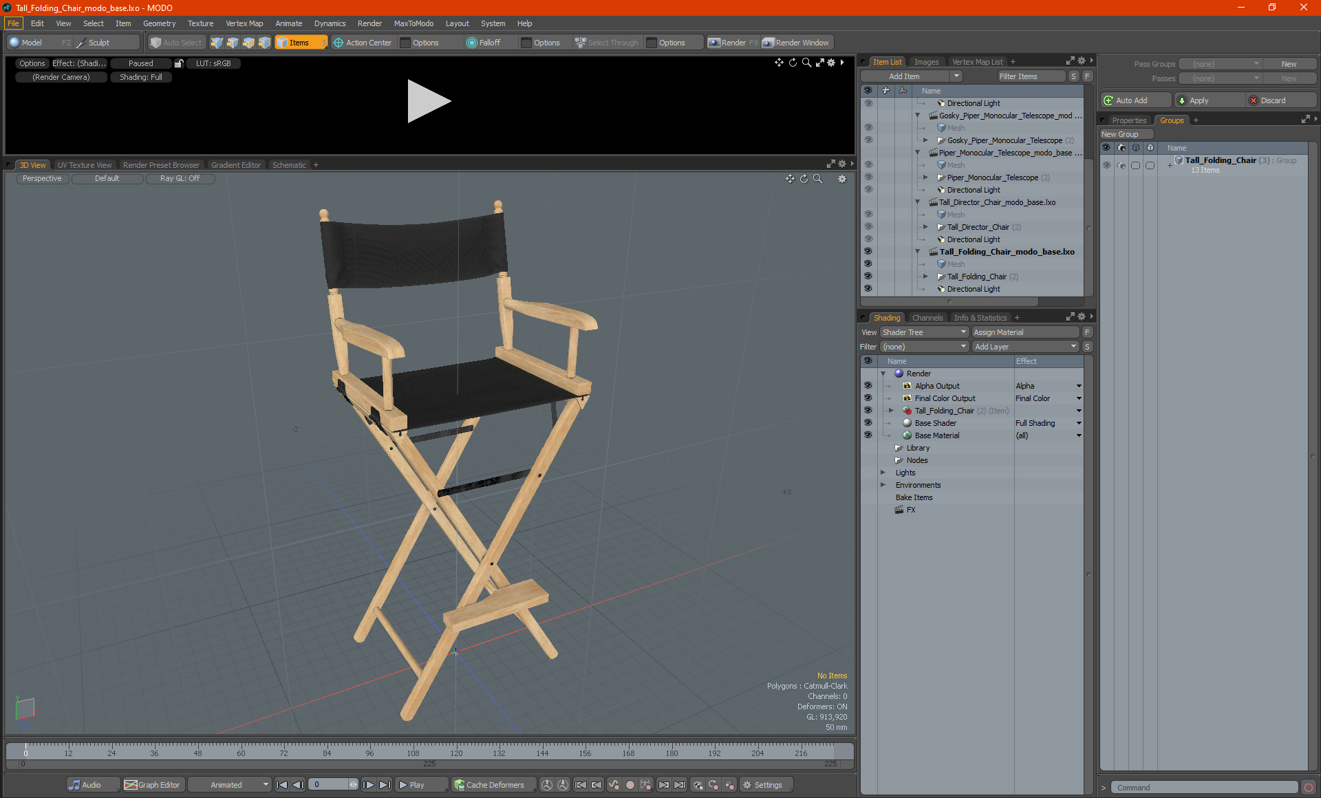 3D Tall Folding Chair model