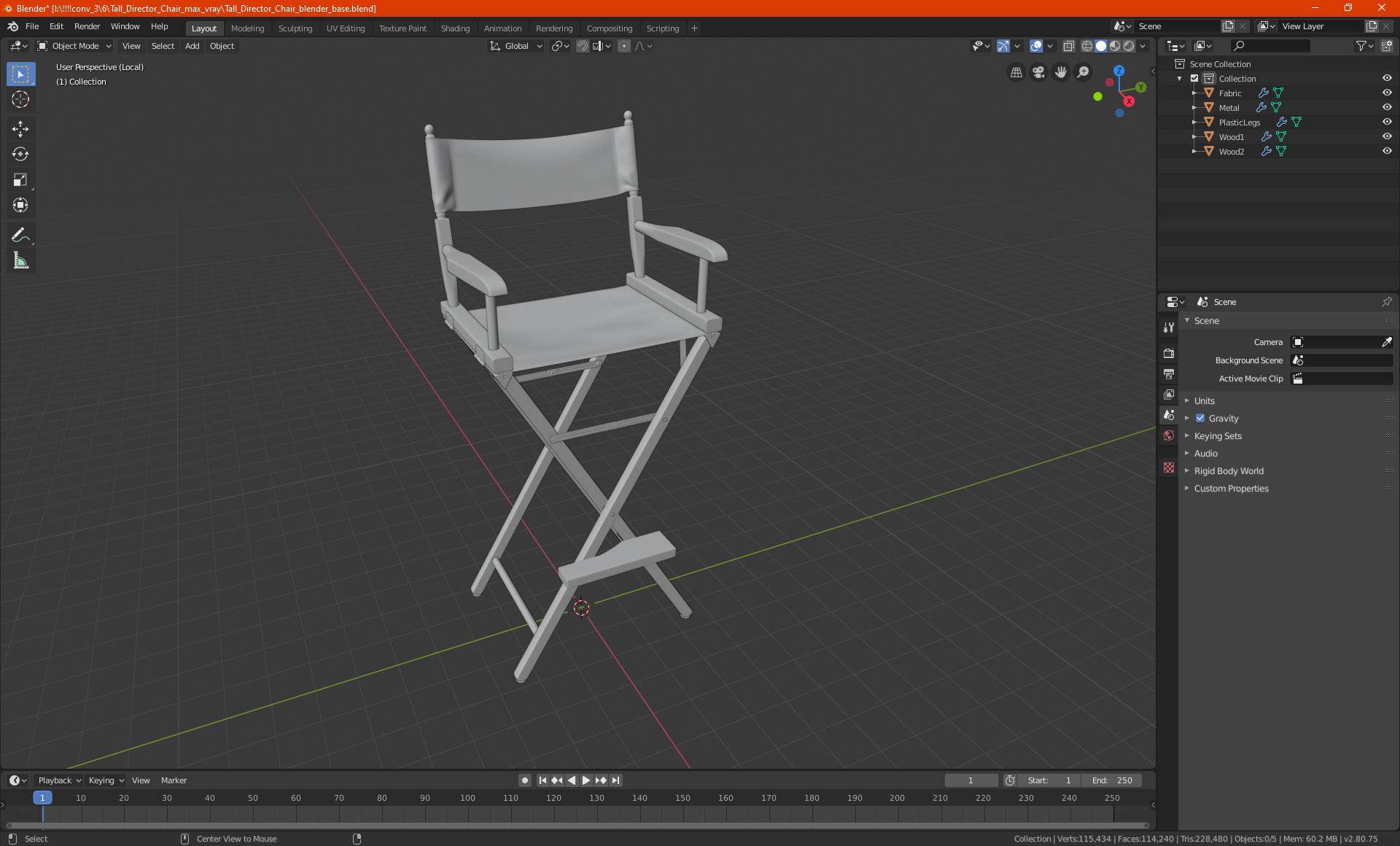 3D Tall Folding Chair model