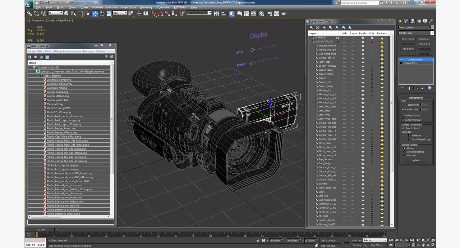 3D Compact Camcorder Sony PXWS X70 Rigged model