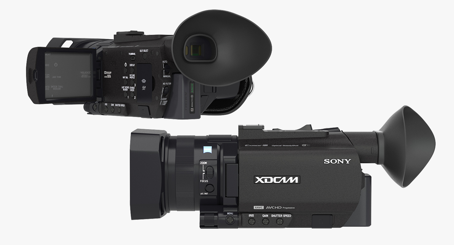 3D Compact Camcorder Sony PXWS X70 Rigged model