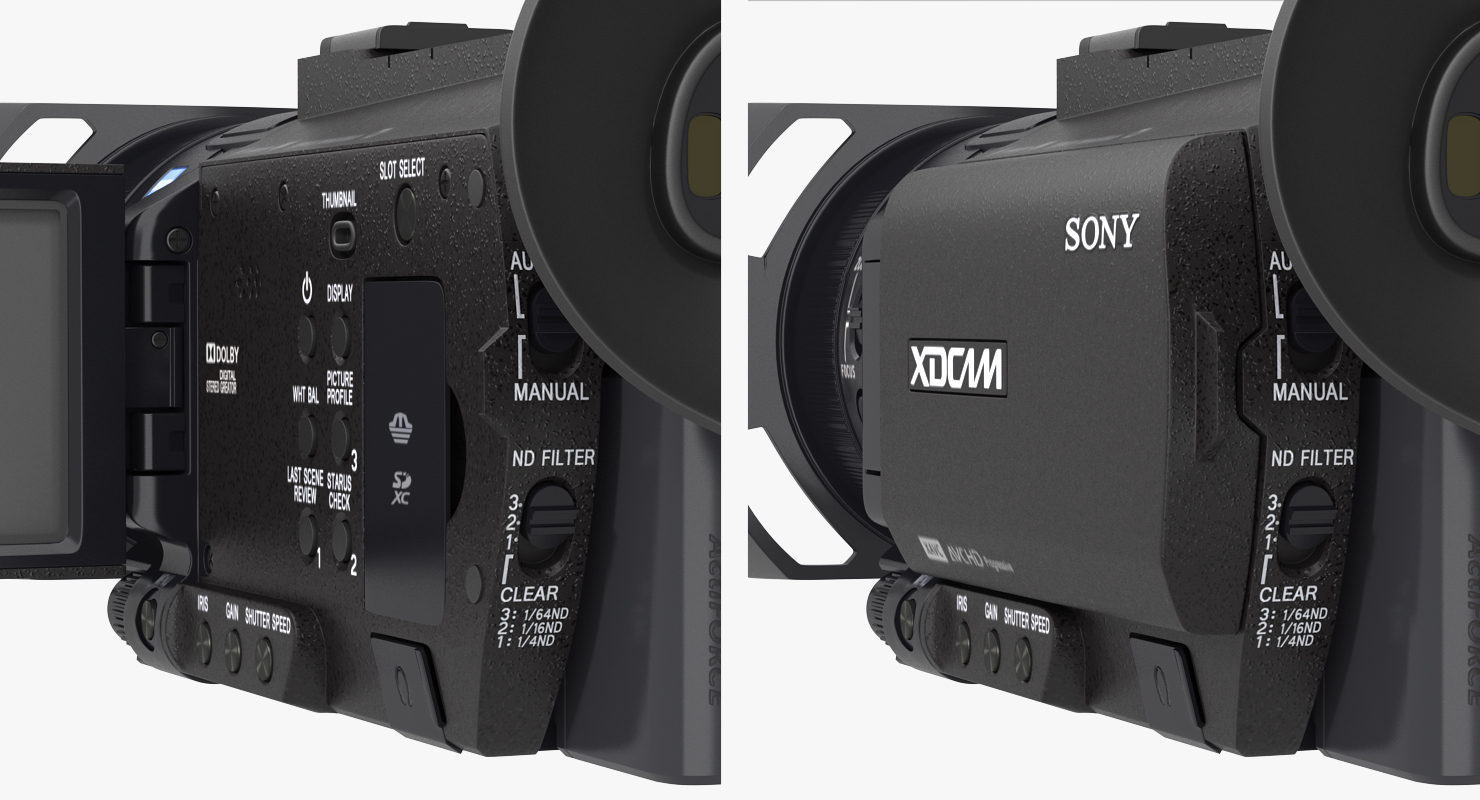 3D Compact Camcorder Sony PXWS X70 Rigged model