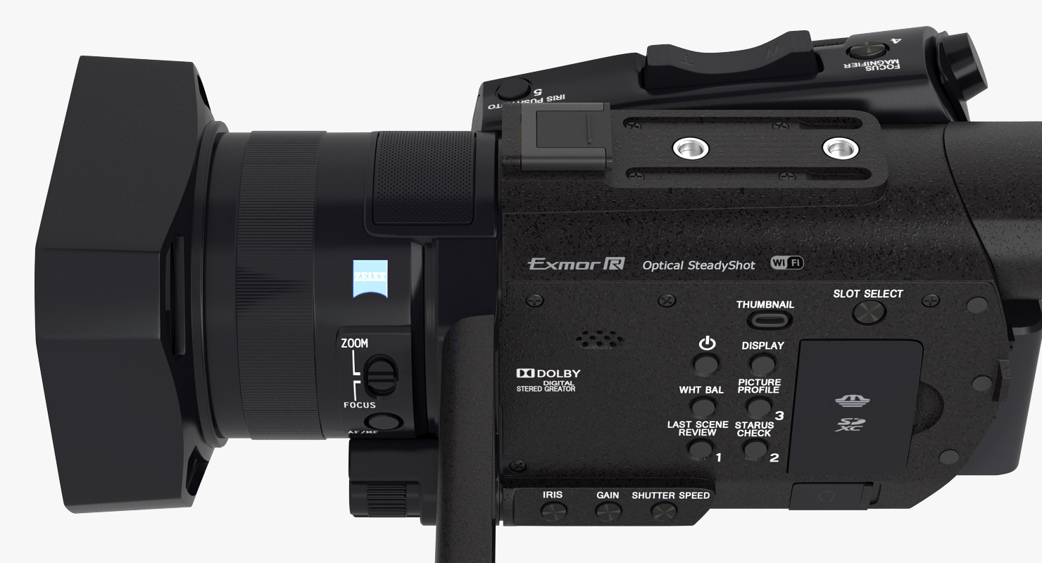 3D Compact Camcorder Sony PXWS X70 Rigged model