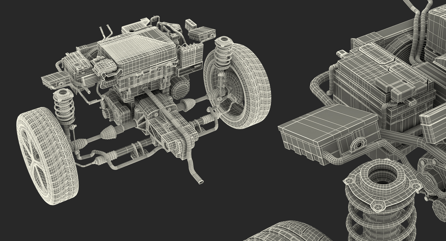 Nissan Leaf Engine and Front Suspension 3D model