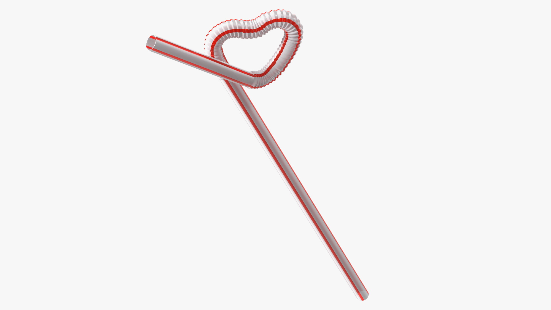 3D model Heart Shaped Drinking Straw with Stripes