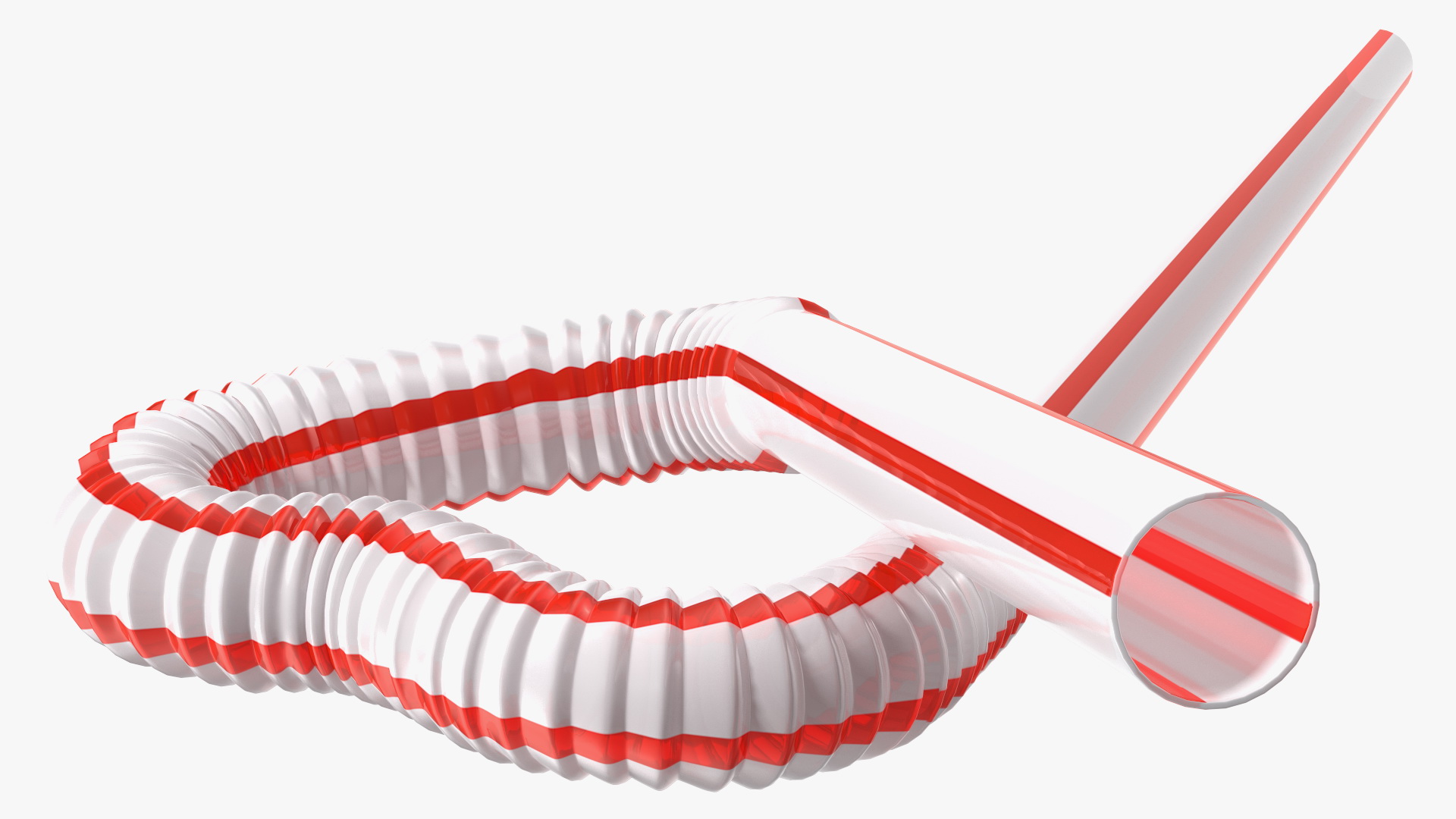 3D model Heart Shaped Drinking Straw with Stripes