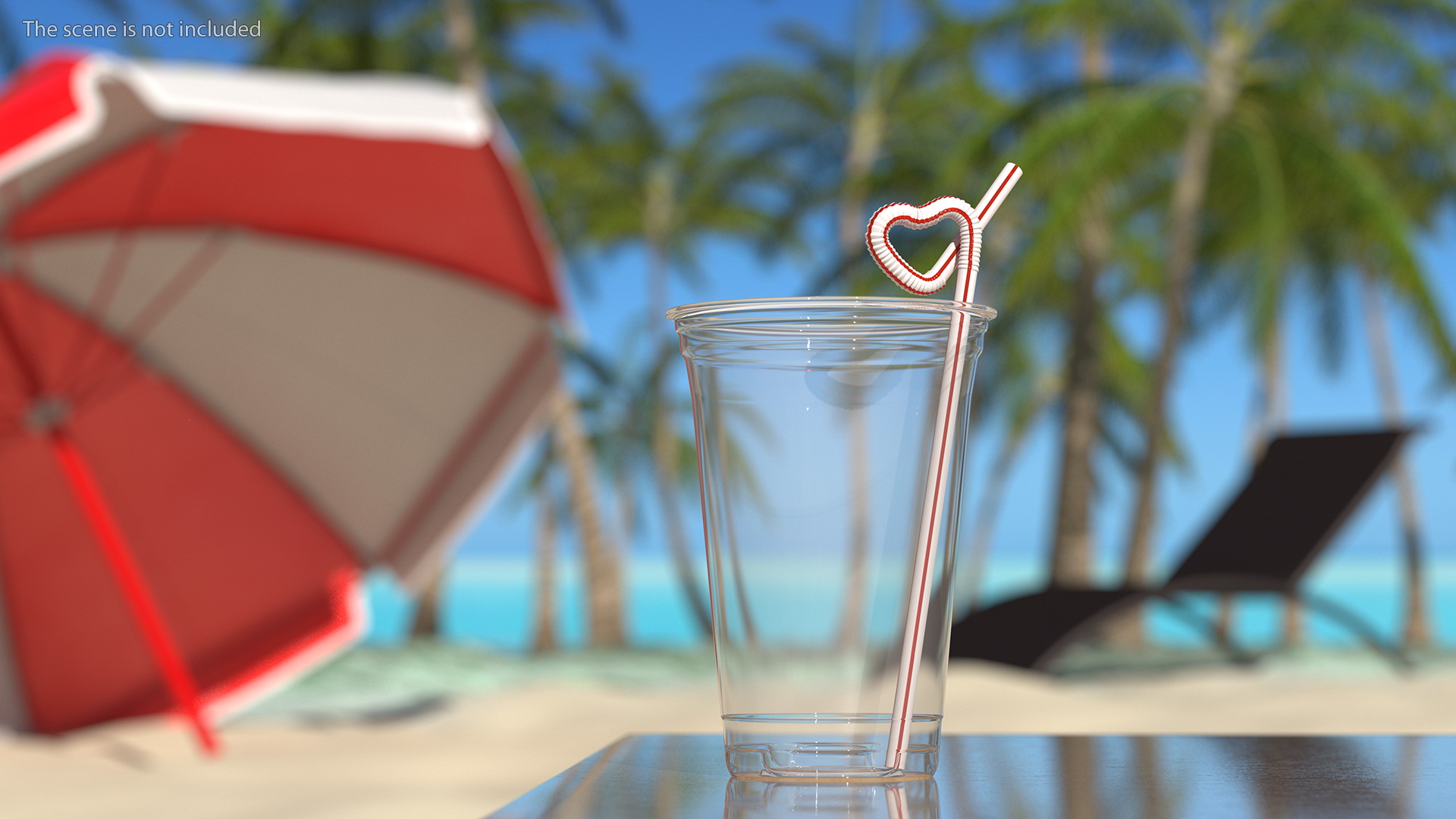 3D model Heart Shaped Drinking Straw with Stripes