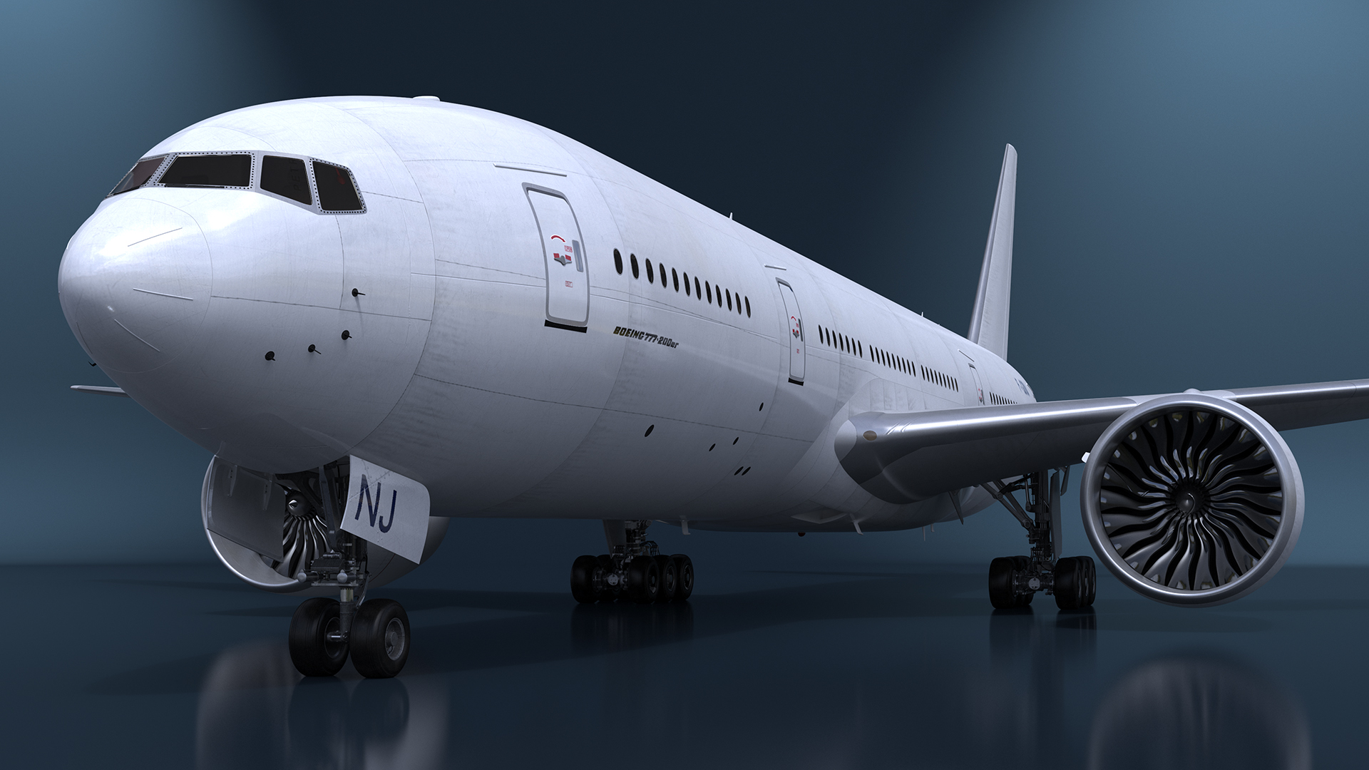 Boeing 777-200ER Passenger Aircraft Rigged 3D