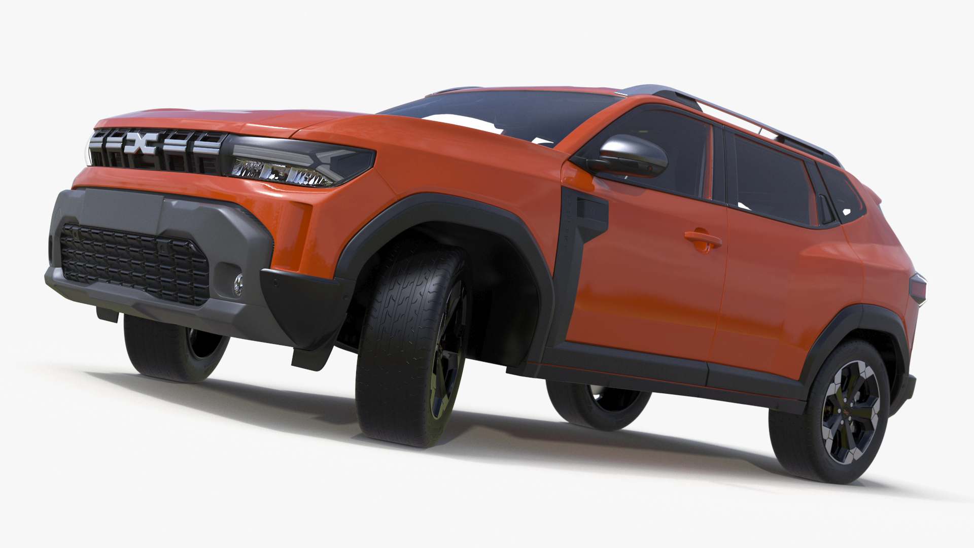 3D model Dacia Duster 2024 Crossover Orange Rigged for Cinema 4D