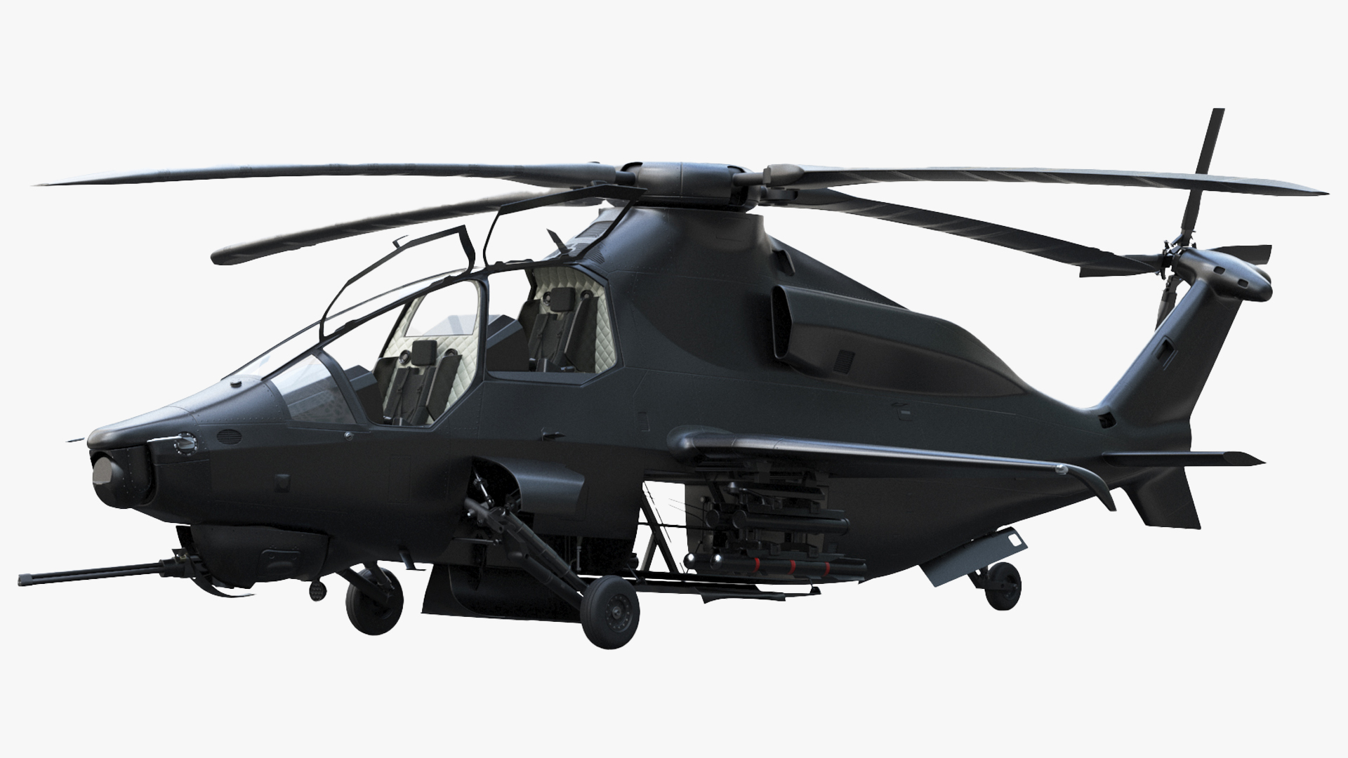 Military Attack Helicopter with Weapon Rigged for Cinema 4D 3D model