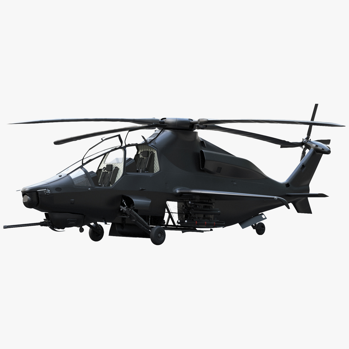 Military Attack Helicopter with Weapon Rigged for Cinema 4D 3D model