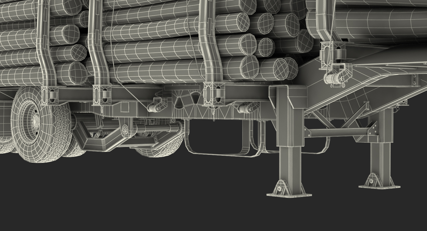 Logging Trailer Manac with Small Logs 3D