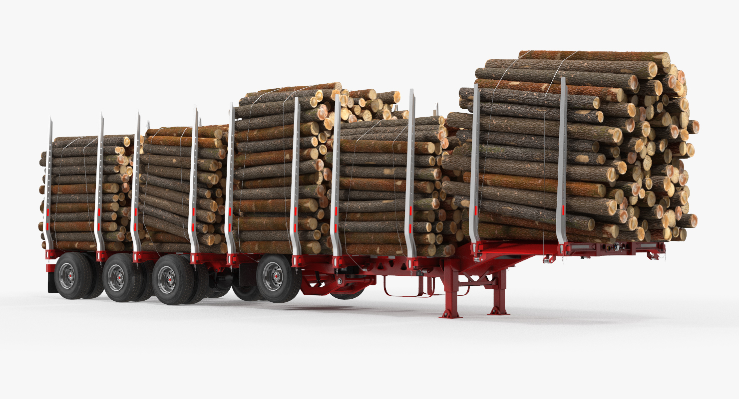 Logging Trailer Manac with Small Logs 3D