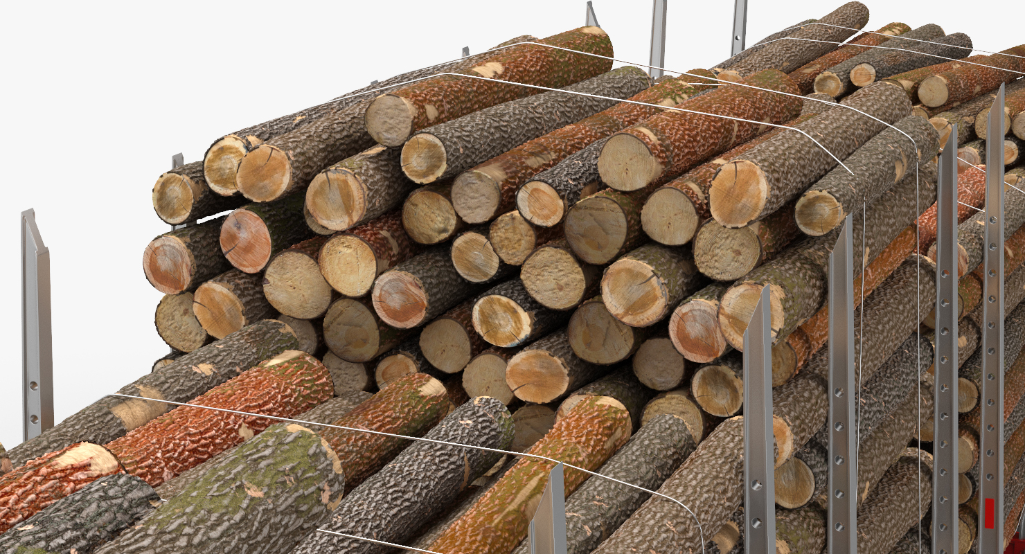 Logging Trailer Manac with Small Logs 3D