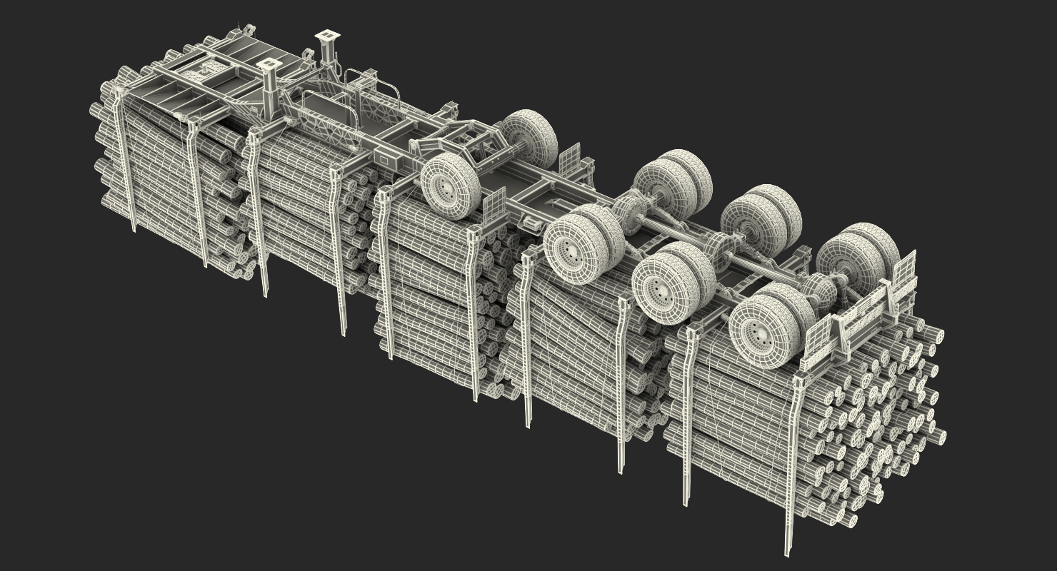 Logging Trailer Manac with Small Logs 3D