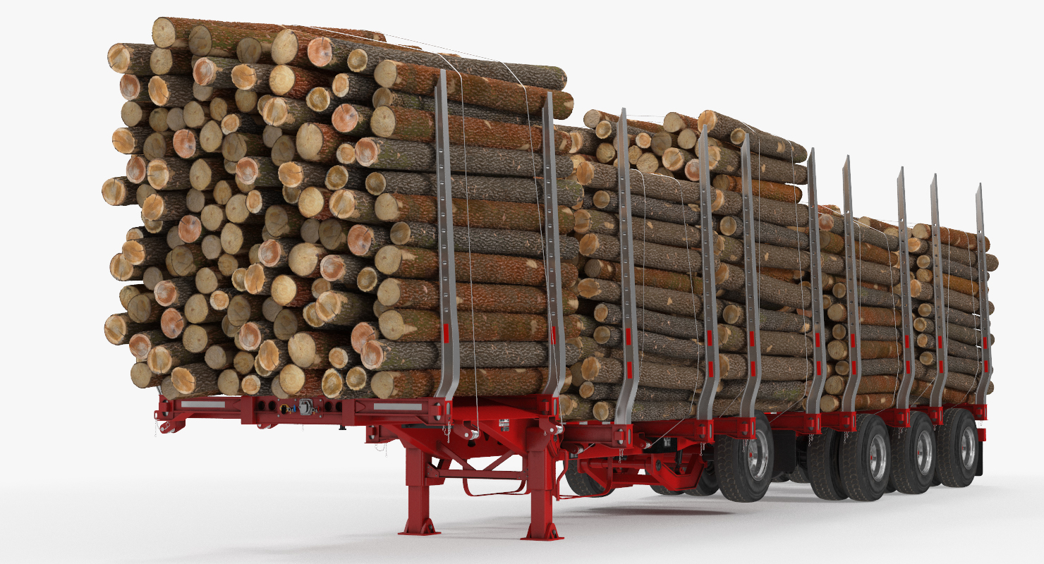 Logging Trailer Manac with Small Logs 3D