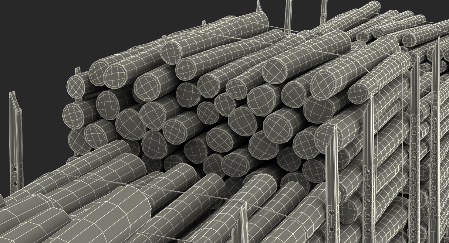 Logging Trailer Manac with Small Logs 3D