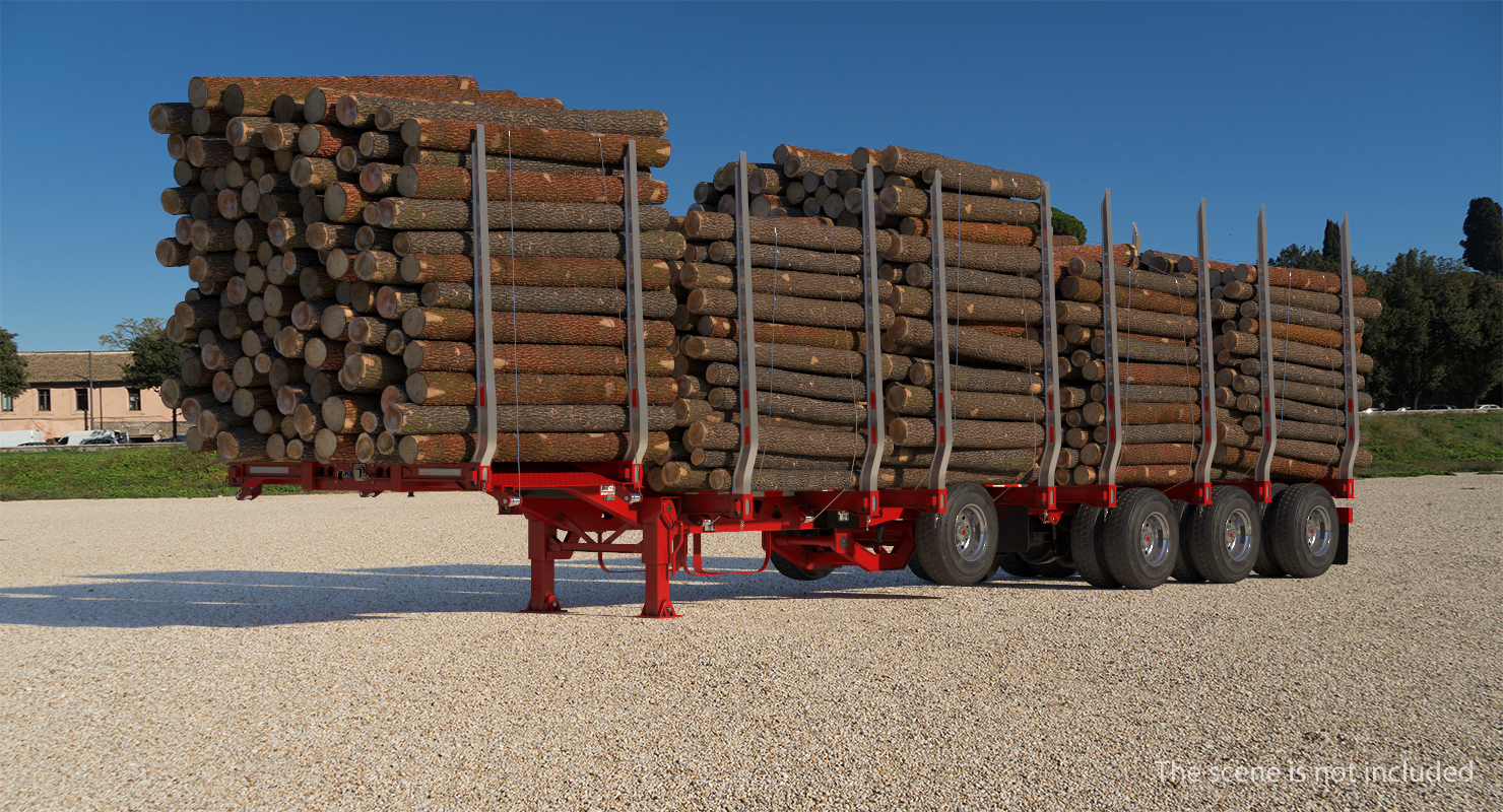 Logging Trailer Manac with Small Logs 3D