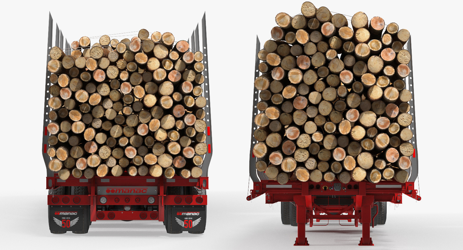 Logging Trailer Manac with Small Logs 3D