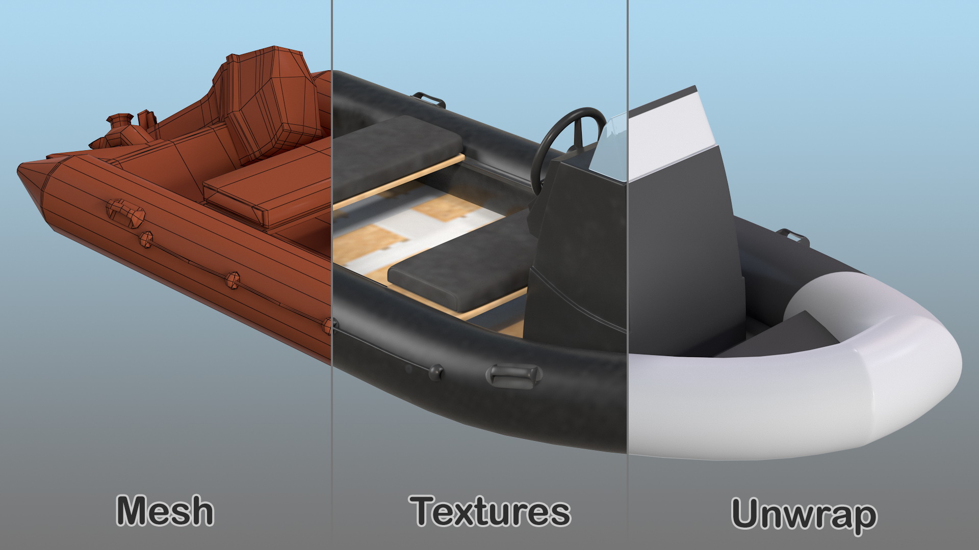 3D model Inflatable Military Motor Boat