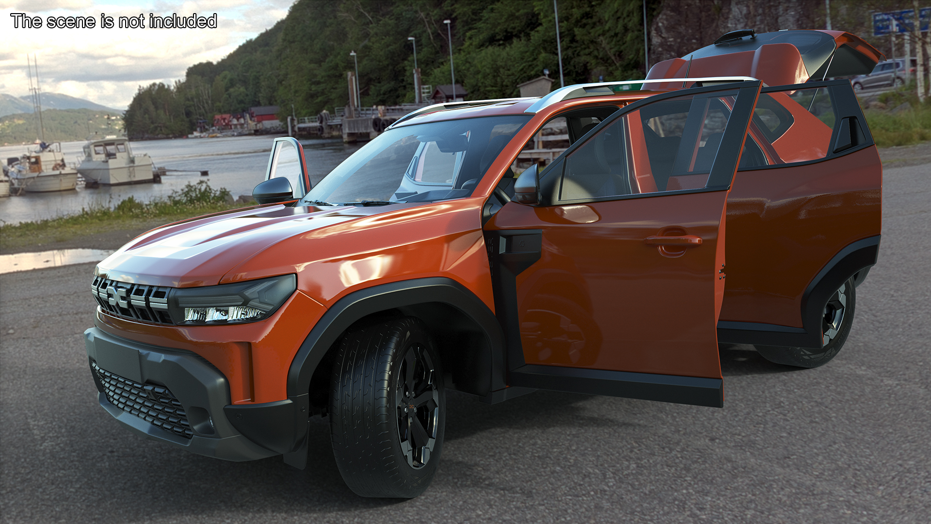 3D Dacia Duster 2024 Crossover Orange Rigged