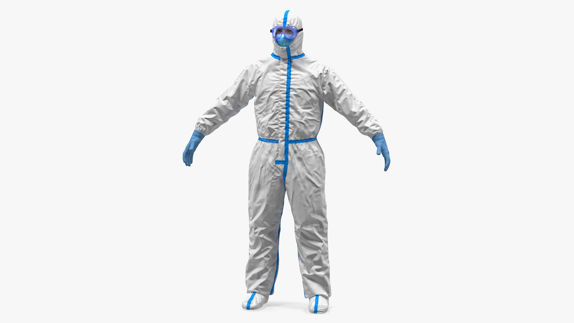 3D Man in Disposable Medical Protective Suit